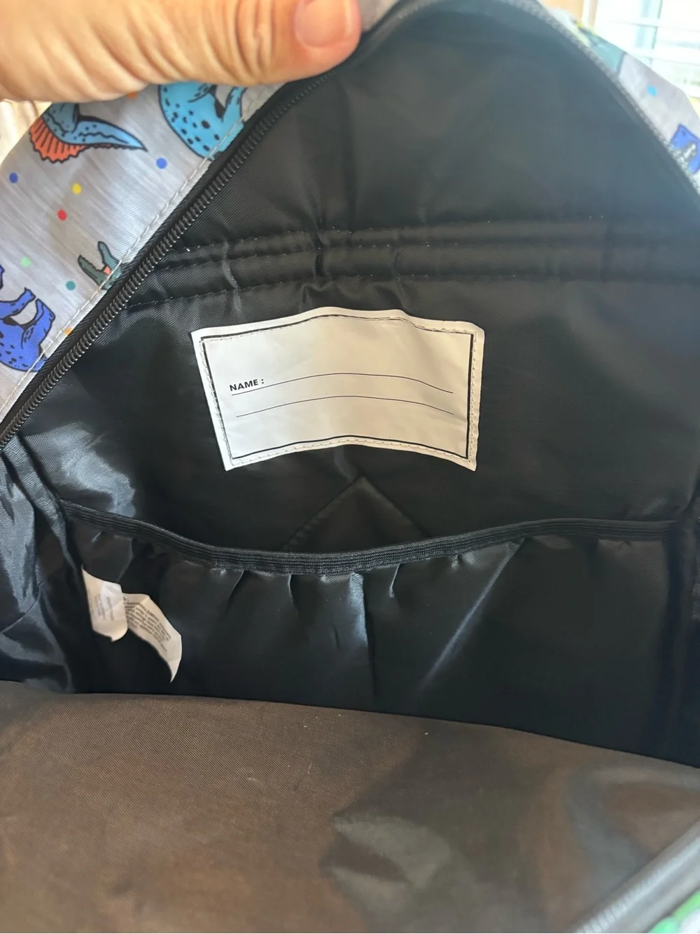 Tommy Bahama Kids Gray Backpack with Multicolor Dinosaur Print